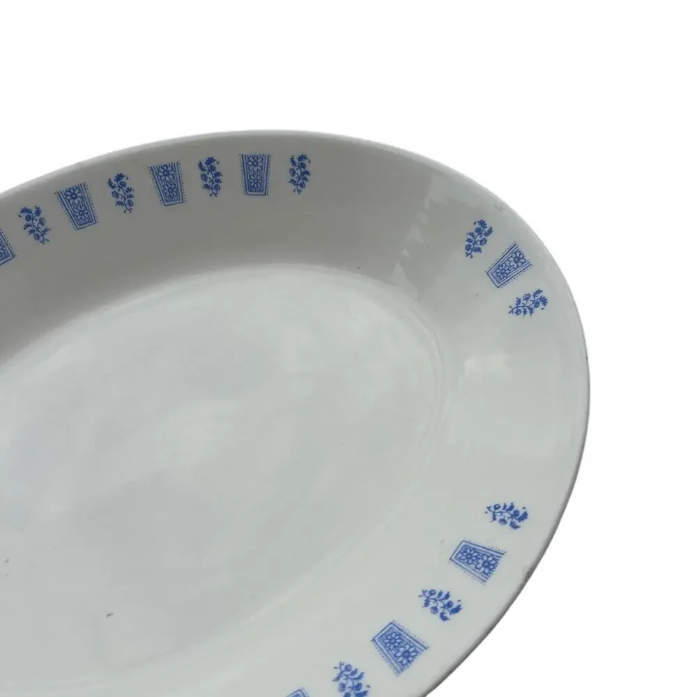 Oxford Brazil Platter Vintage Restaurant Ware 2830-1 Cream Blue 11” X 8.25” EUC